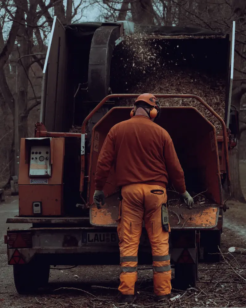 Tree service crew and equipment working on a property in Spartanburg SC